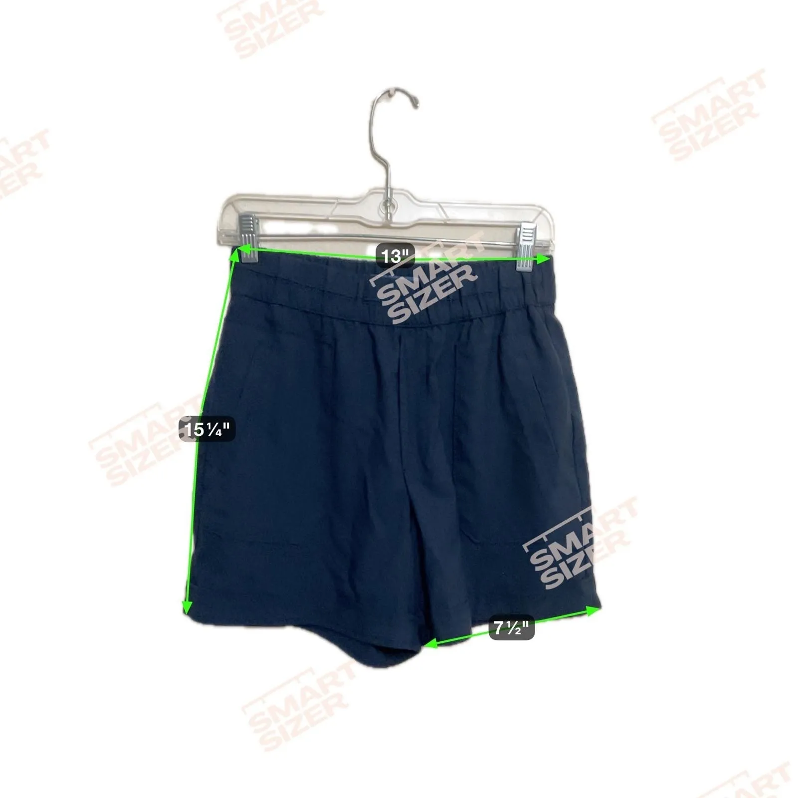 Democracy highrise elasticated waistband side pockets  navy women light shorts M - Image 8