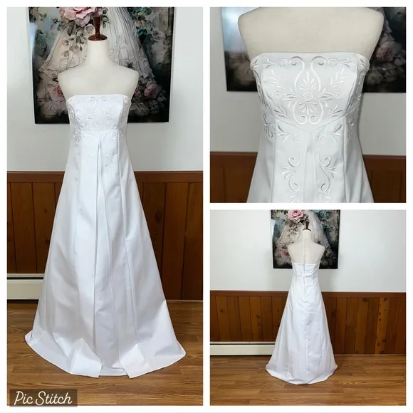 Beautiful *New* Vintage 90s Roberta Bridal Empire Waist Wedding Gown! White Size 6 - Image 2