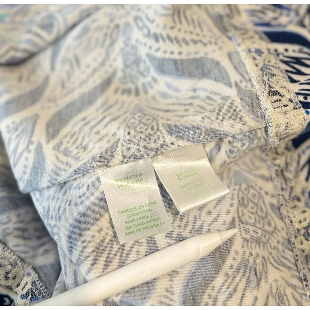 Lilly Pulitzer Dress Blue Mini Kelby Shift Mermaid Tail V Neck Tank Size 10 - Image 14