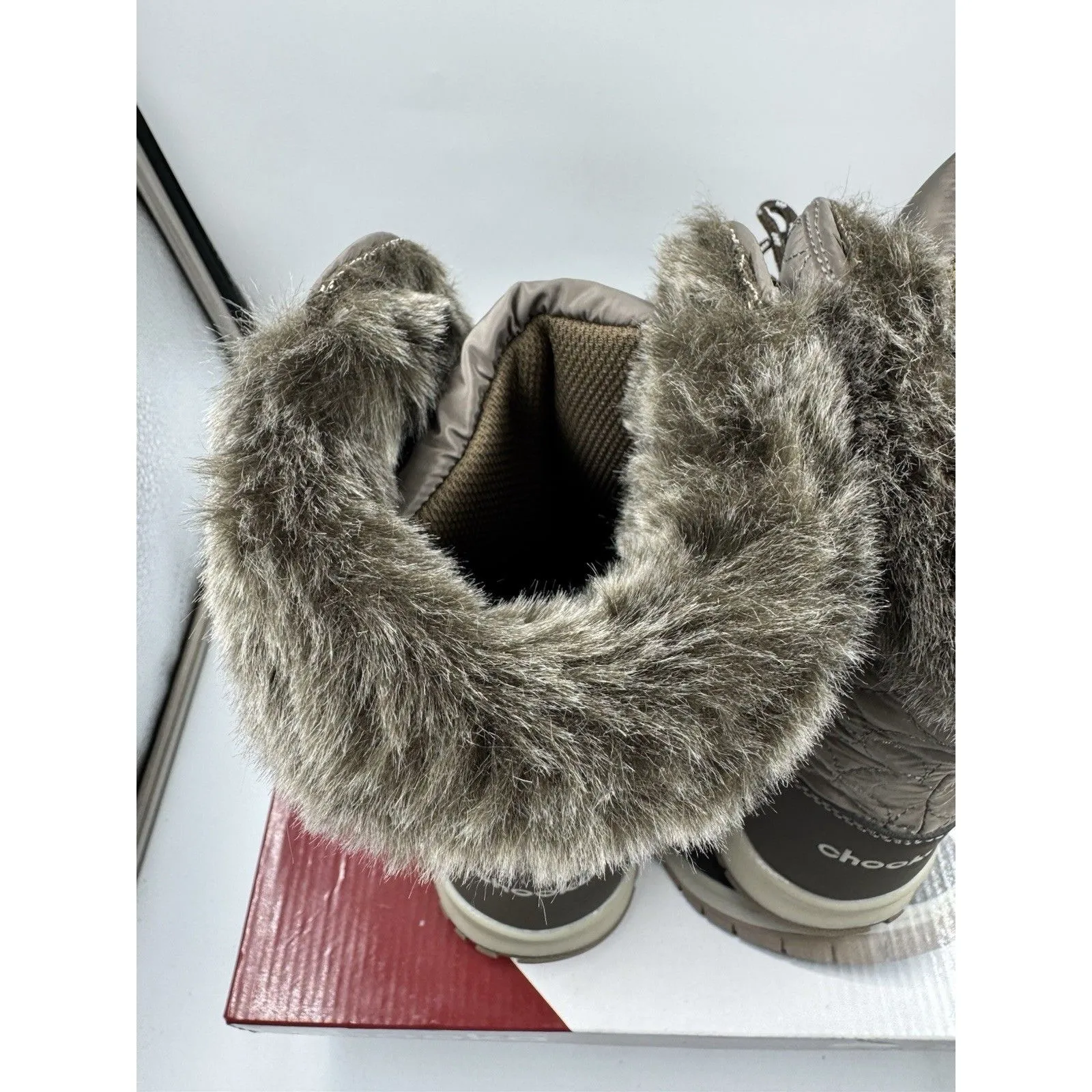 Chooka Women's Belltown Taupe Brown Mid Faux Fur Insulated Winter Snow Boots 9 - Image 9