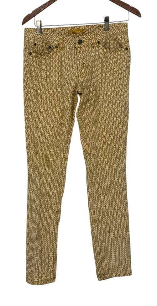 Prana Kara Marigold Mixer Mustard Cream Patterned Pants Size 6 28 Straight Leg - Image 1