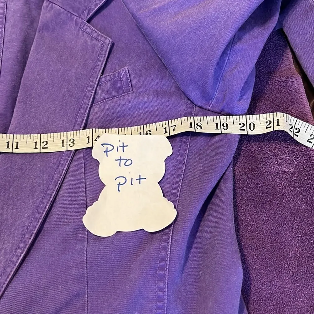 Liz Claiborne LizWear sz4 purple denim jacket w/removable shoulder pads EUC - Image 5