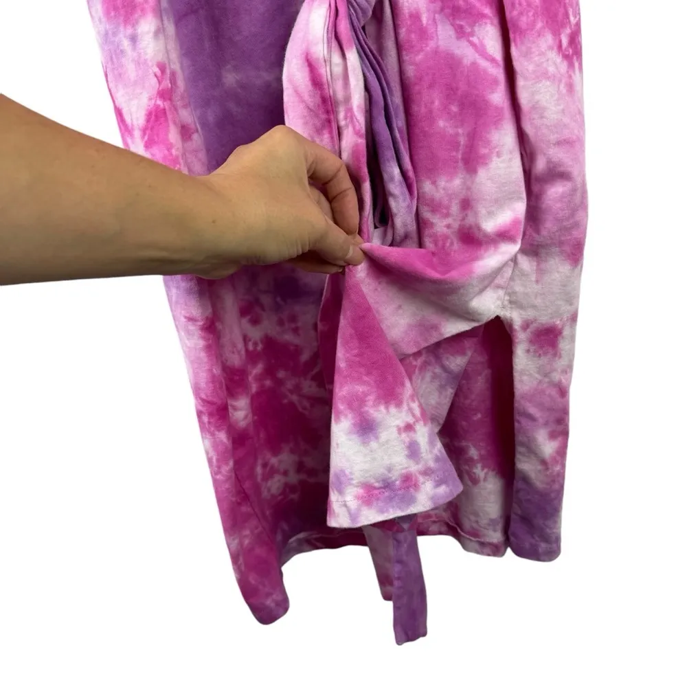 Lovers + Friends Dress Womens Large Pink Brooklyn Tie Dye Midi Side Slit Stretch - Image 9