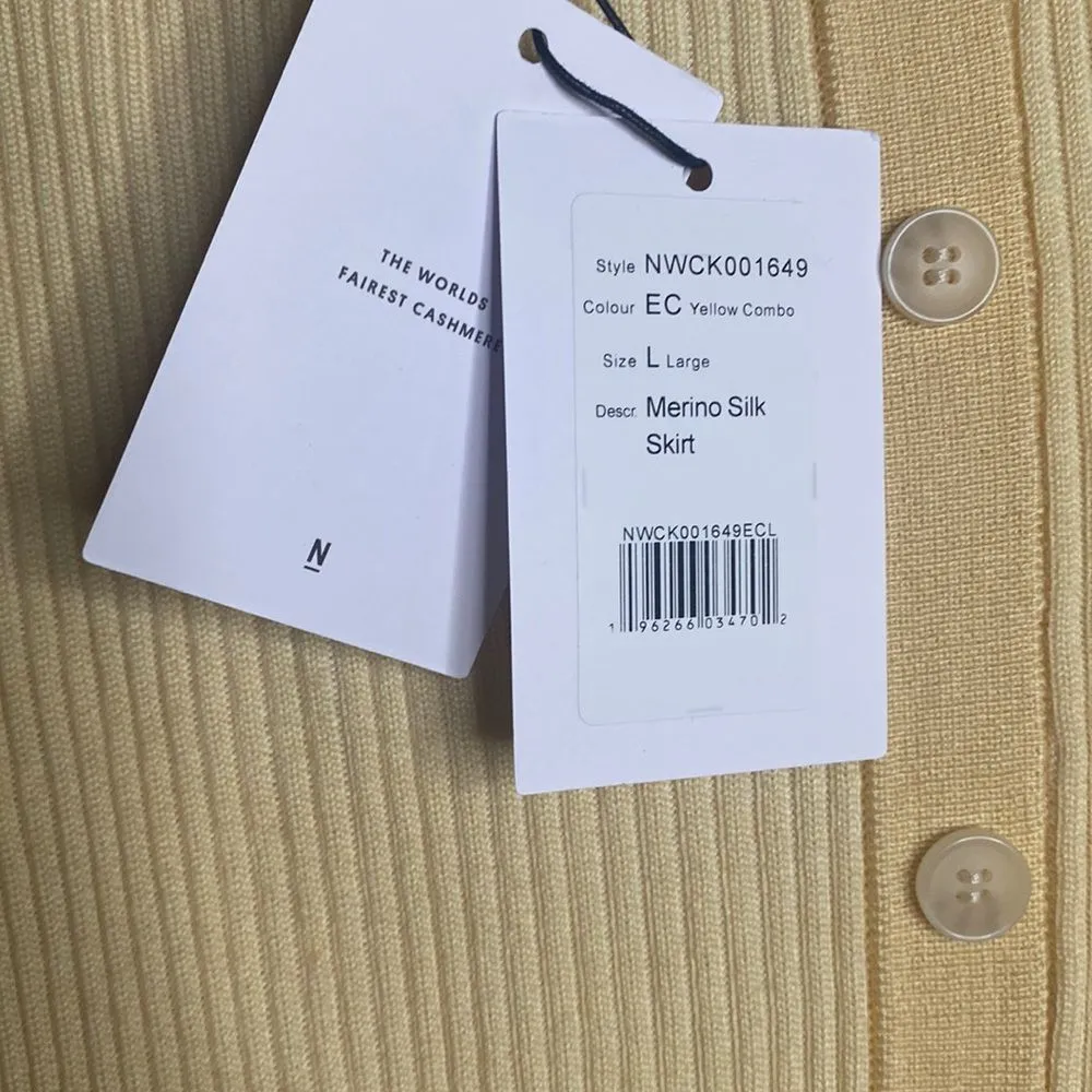 NWT Naadam Yellow Merino Wool Silk Pencil Knit Sweater Skirt Women’s L Large lg - Image 5