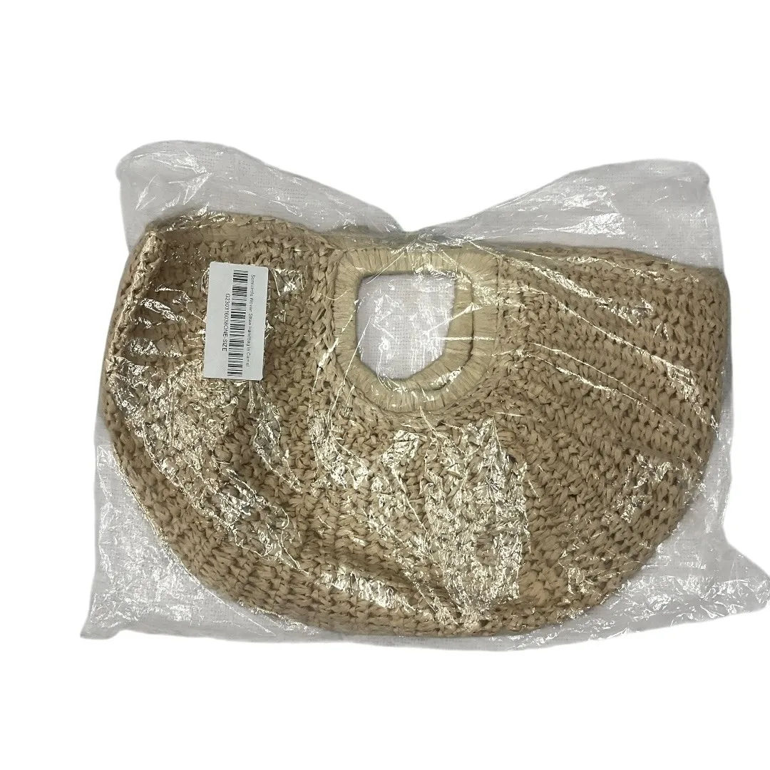 Women's Half Moon Straw Purse Clutch Bag in Cream Woven Beach Retro Tan - Image 5