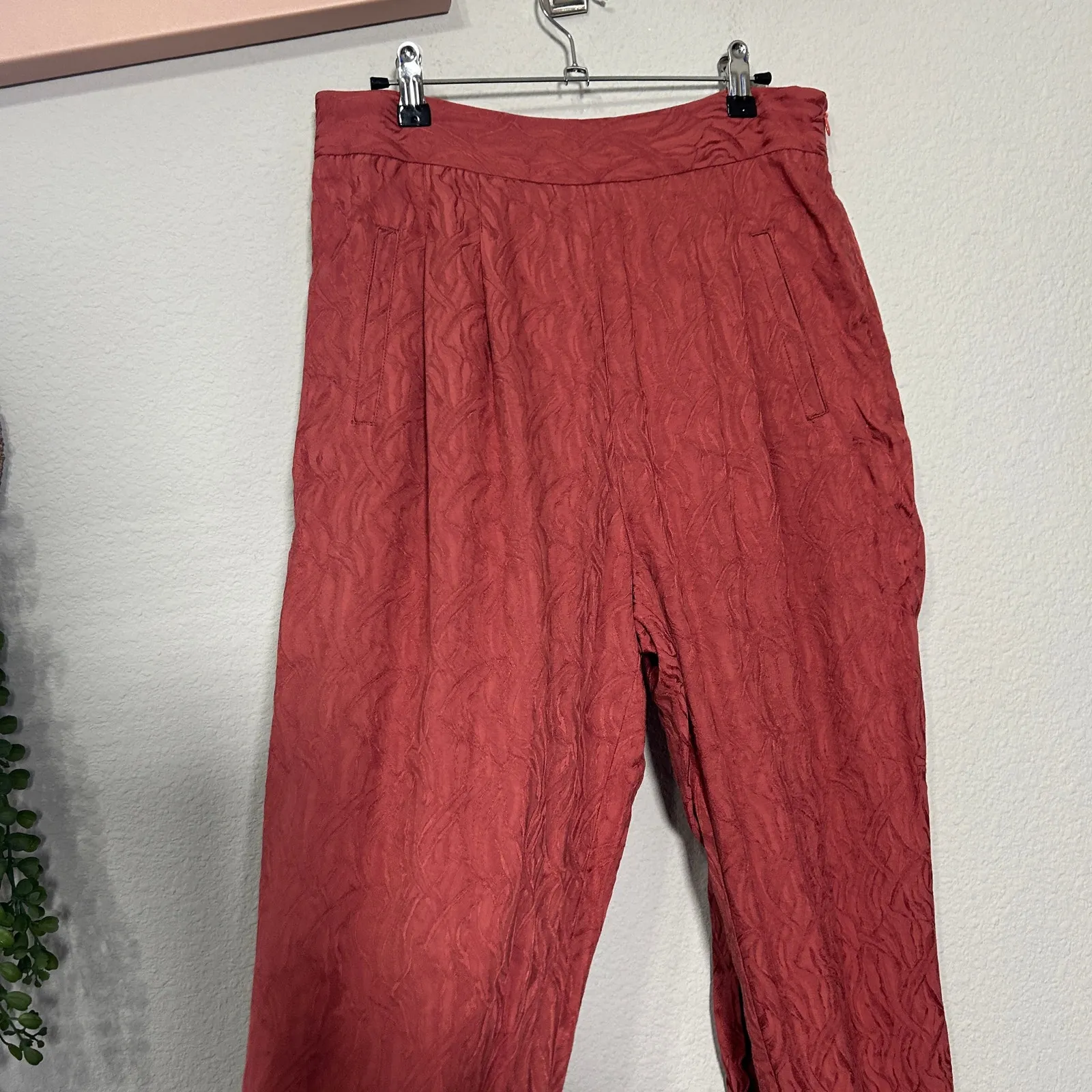 NEW Anthropologie ETT:TWA Rose Jacquard Aubade Tie Waist Pants Tapered Cropped 8 - Image 10