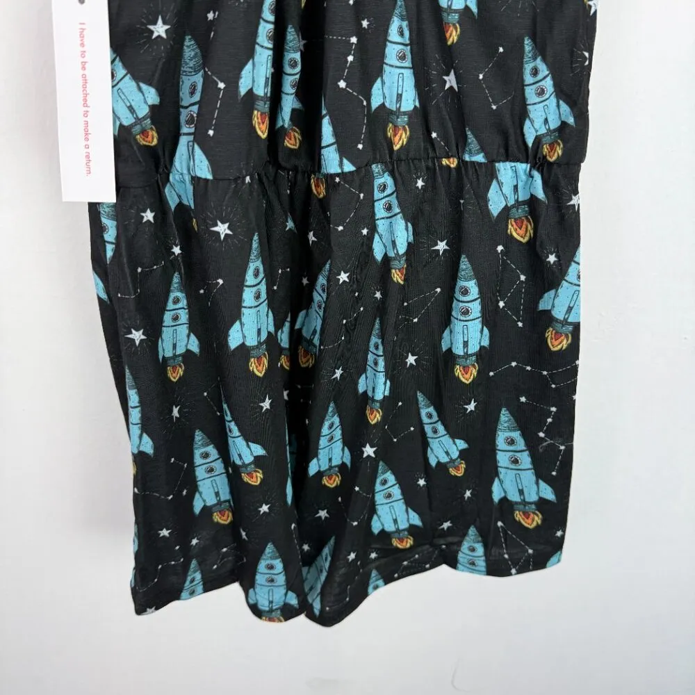 NWT Modcloth Breakfast for Dinner Easy Does It Sleep Romper Rockets Size Medium - Image 9
