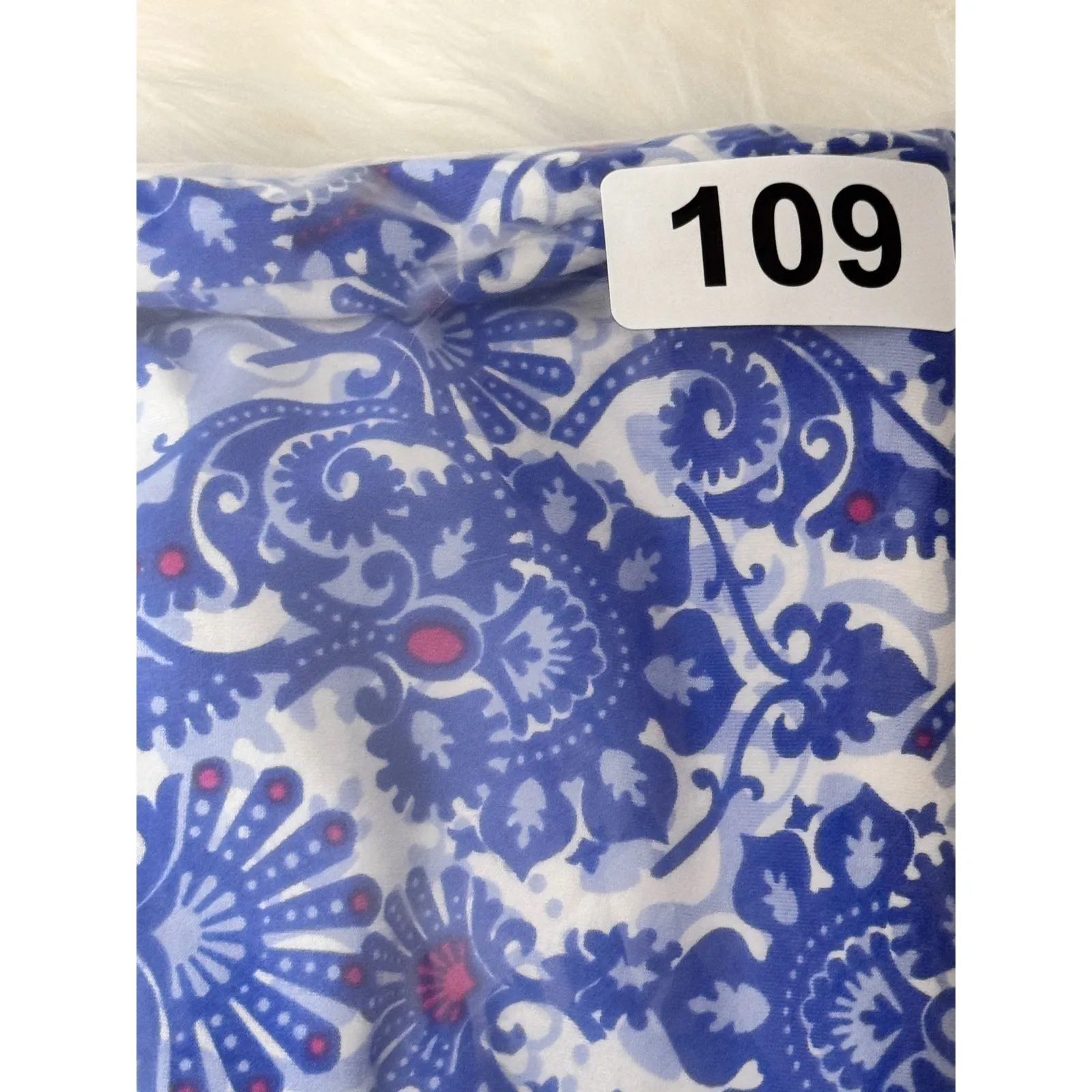 Tranquility by Curation+Clothing Blue White Damask Print A Line Skirt Medium - Image 8