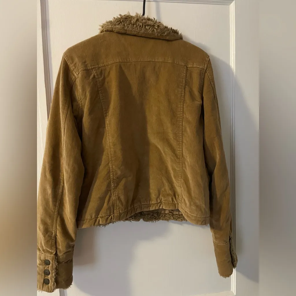 Vintage Zaca Tan Corduroy Jacket Coat‎ With Furry Accents Size Medium Womens - Image 3