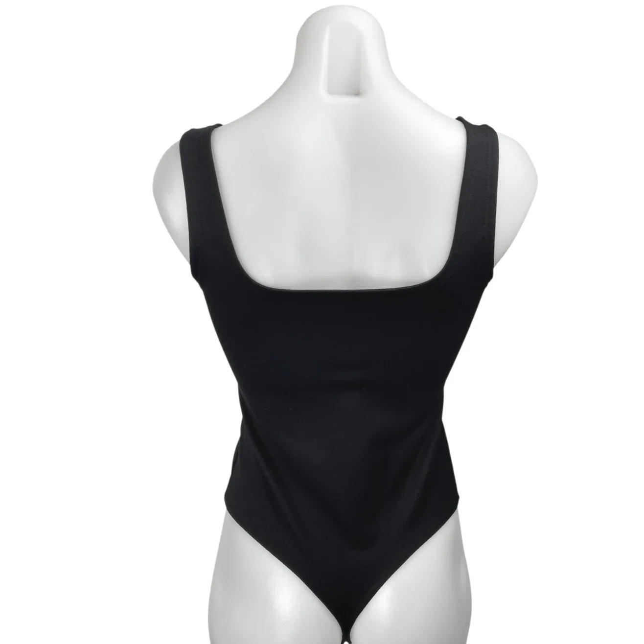 Abercrombie & Fitch Black Sleeveless Square Neck Tank Thong Bodysuit Top Size M - Image 2
