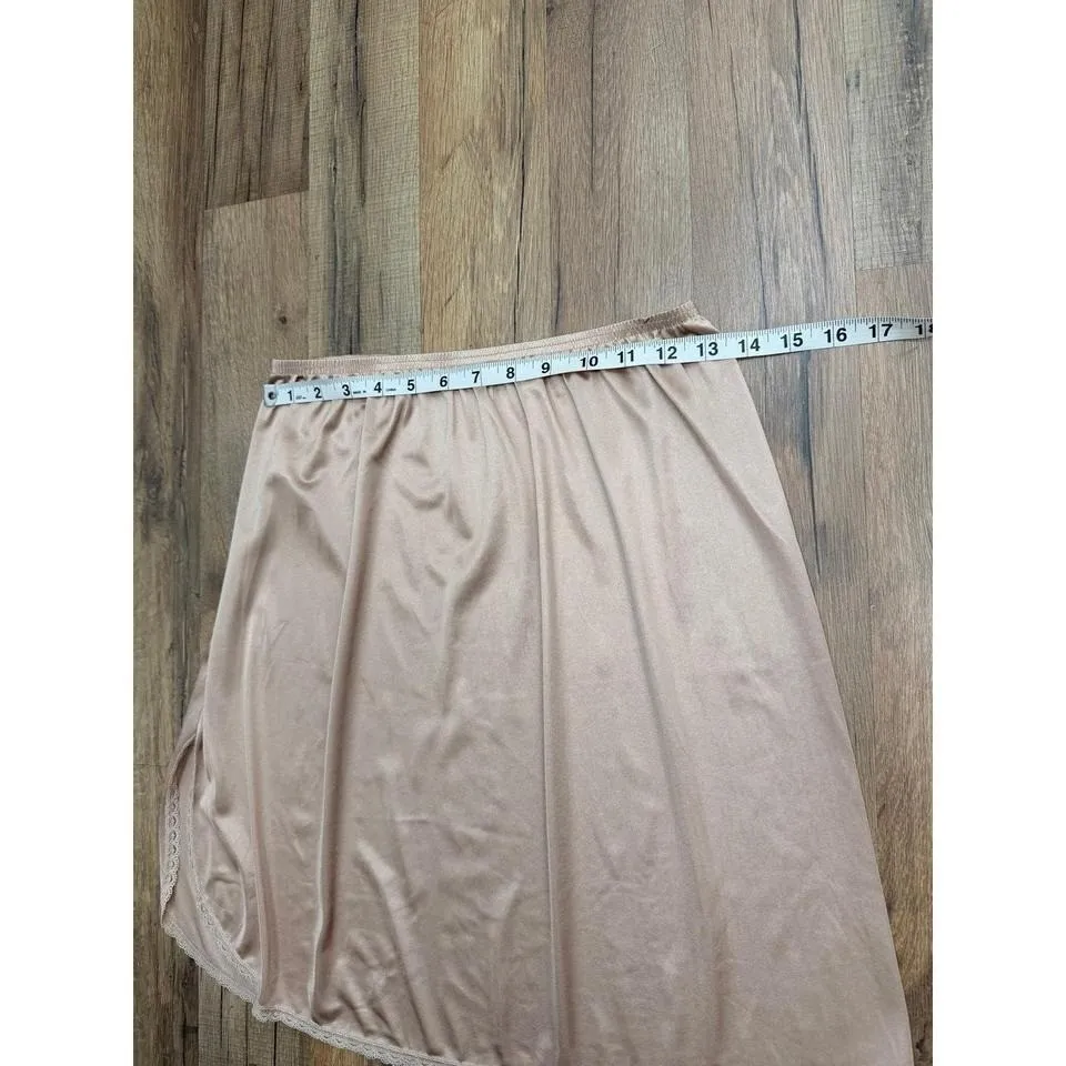 Vassarette Nude Beige Half Slip Lace Trim Elastic Waist Skirt Size S - Image 5