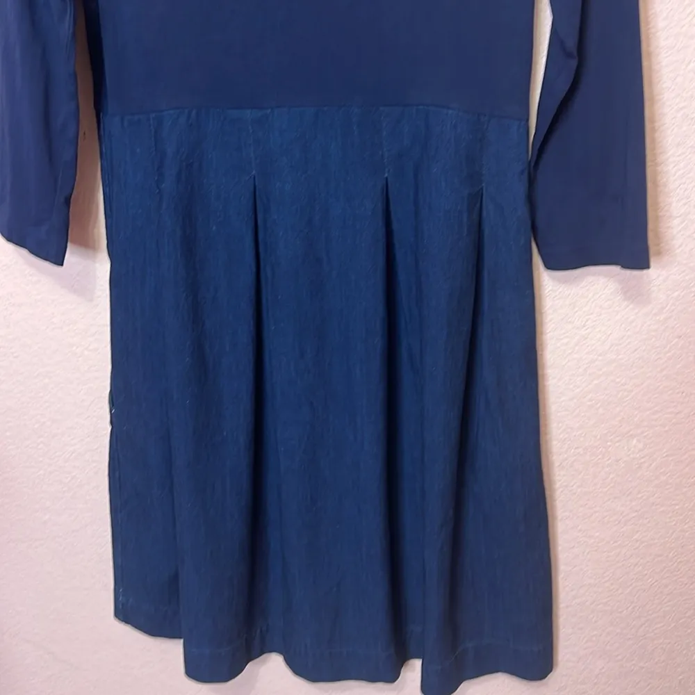 COS Navy Tiered Denim Long Sleeve Fit & Flare Mini Dress. Size S - Image 3