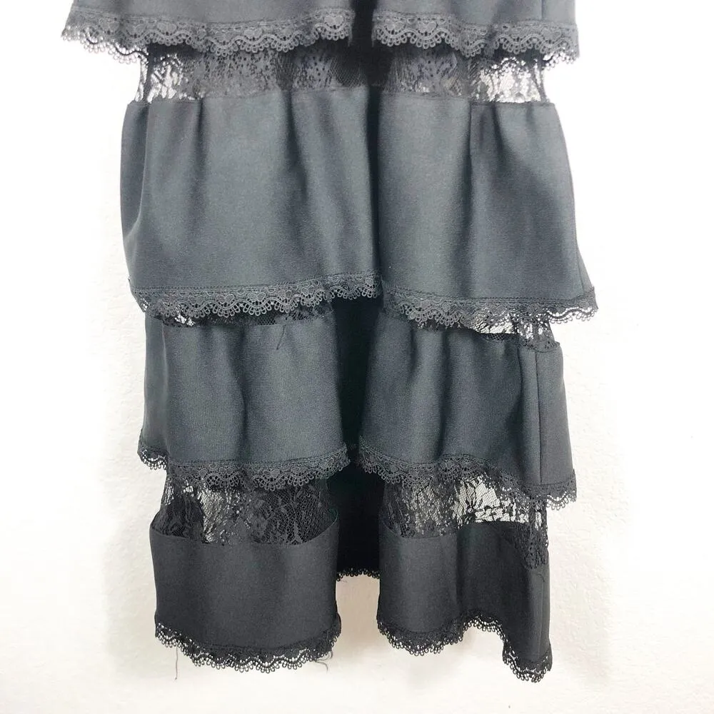 Anne Louise Boutique Gazelle Black Cut Out Tiered Maxi Dress Size 4 Wedding - Image 9