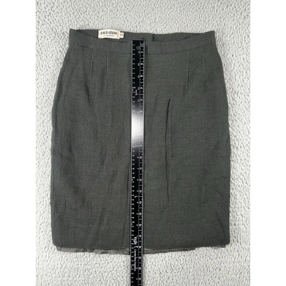 Vintage Giorgio Armani Pencil Skirt Women 42 8 Pleated Tweed Lined Made In Italy - Image 4