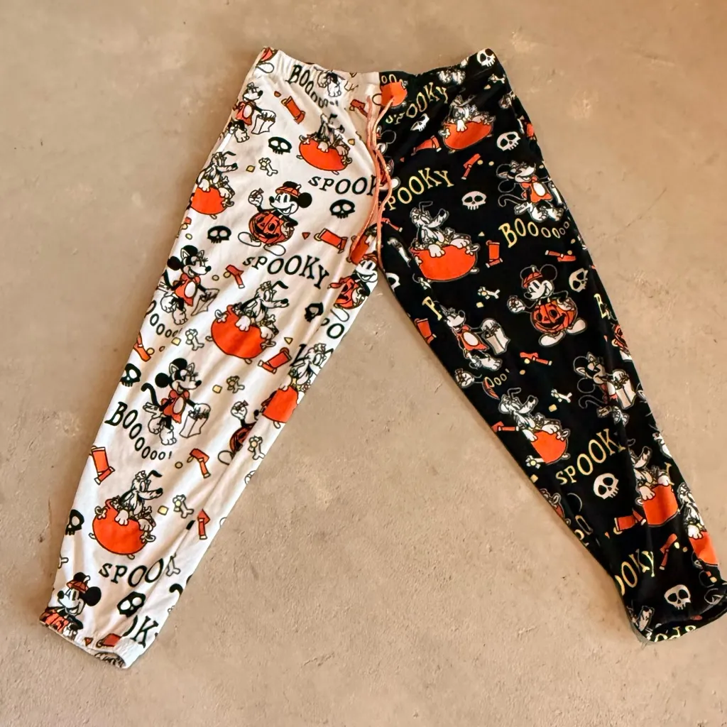 Disney Halloween Mickey Pajama Pants - Black, White, Orange - Image 3