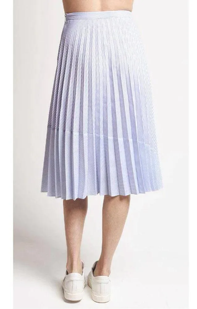 SAYLOR  Serenity Pleated Blue & White Striped Knee Length Skirt Size XS X-Small - Image 2