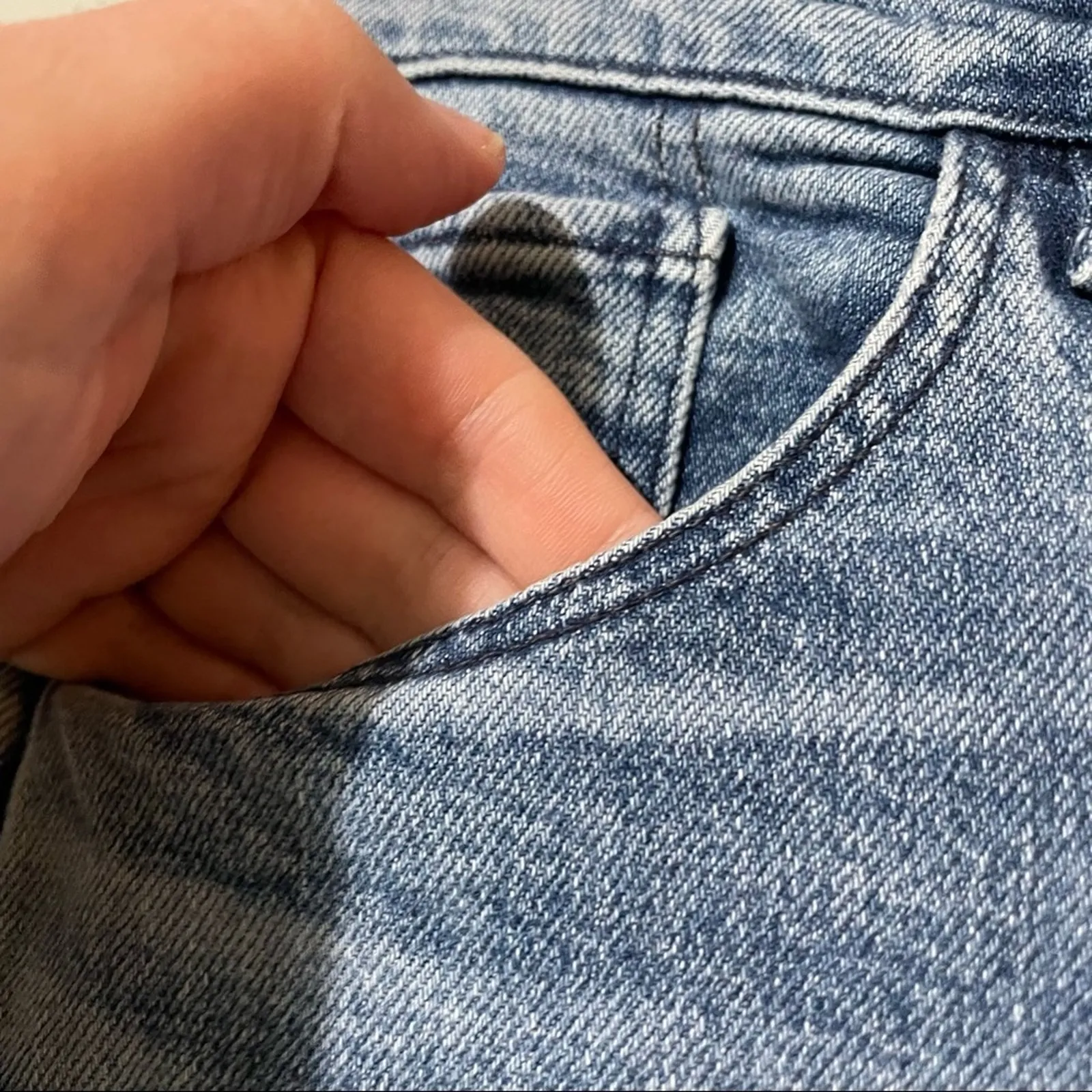 3X1 High Rise Straight Leg Raw Hem Jeans Womens 27 Blue Denim Luxury Casual - Image 3