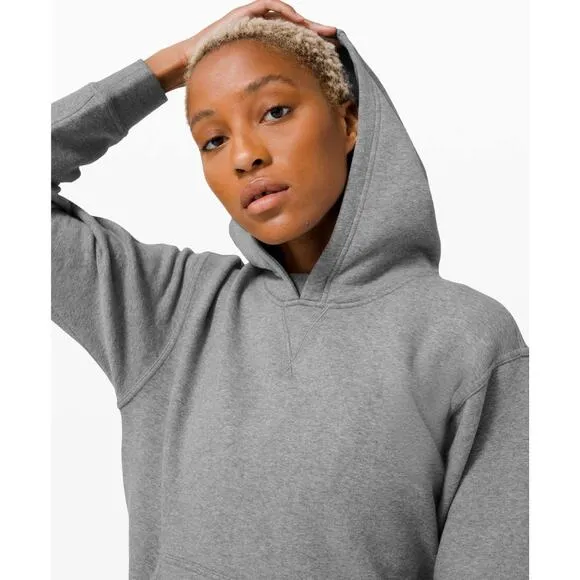 Lululemon Gray Fleece Hoodie Hooded Sweatshirt Size 2 Kangaroo Pocket‎ - Image 3