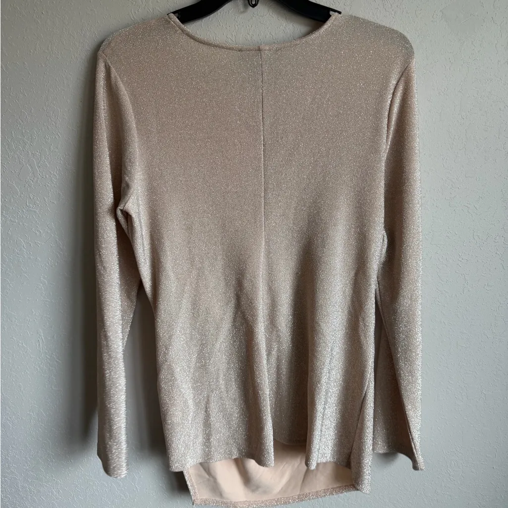 NWT Karen Kane Pink Chill Shimmer Twist Top Blouse Womens L Shimmer Coquette - Image 7