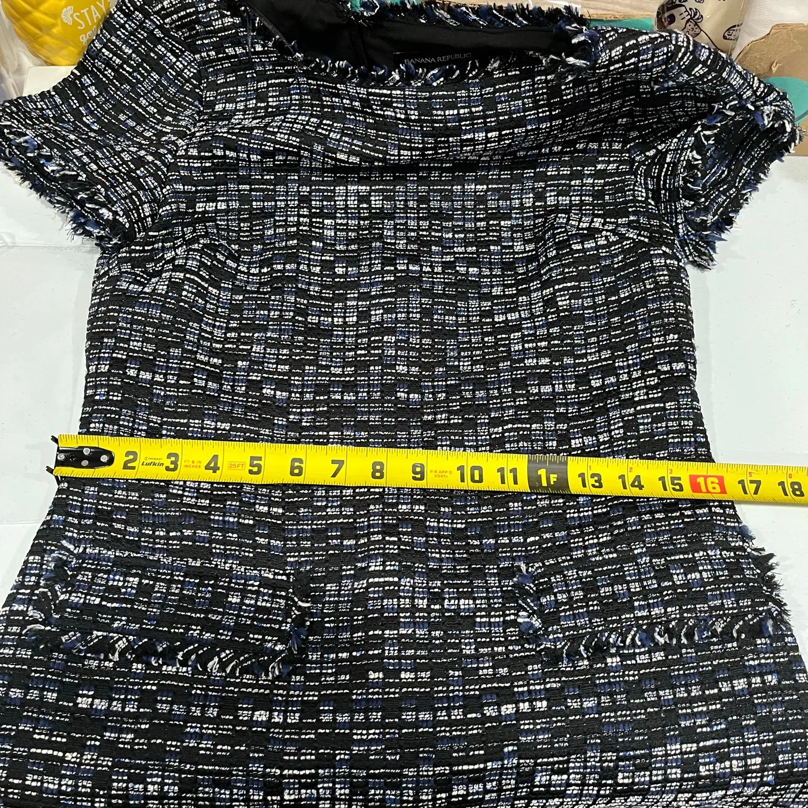 Banana Republic Tweed Short Sleeve Pockets Sheath Dress Business Womens Size 4 - Image 7