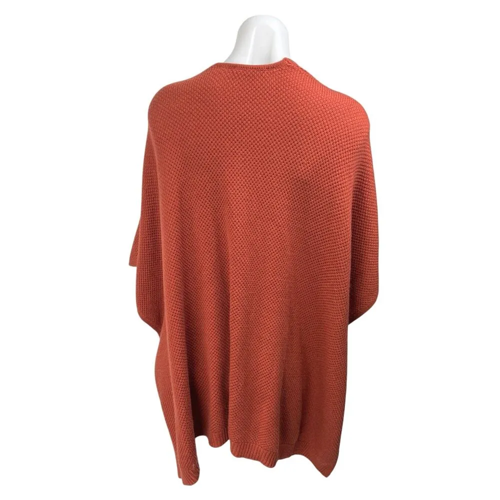 Ann Taylor LOFT Orange Waffle Stitch Open Front Poncho Cardigan Sweater Top XS/S - Image 2