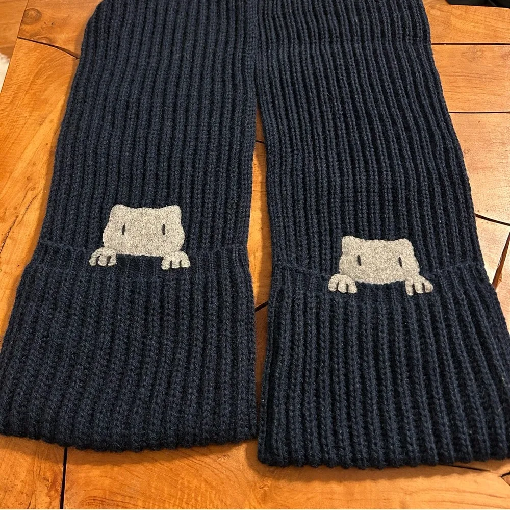 NEW Cats Hiding In Pocket Scarf Kitten Cat Lover Animal Lover Navy Blue Adult - Image 2