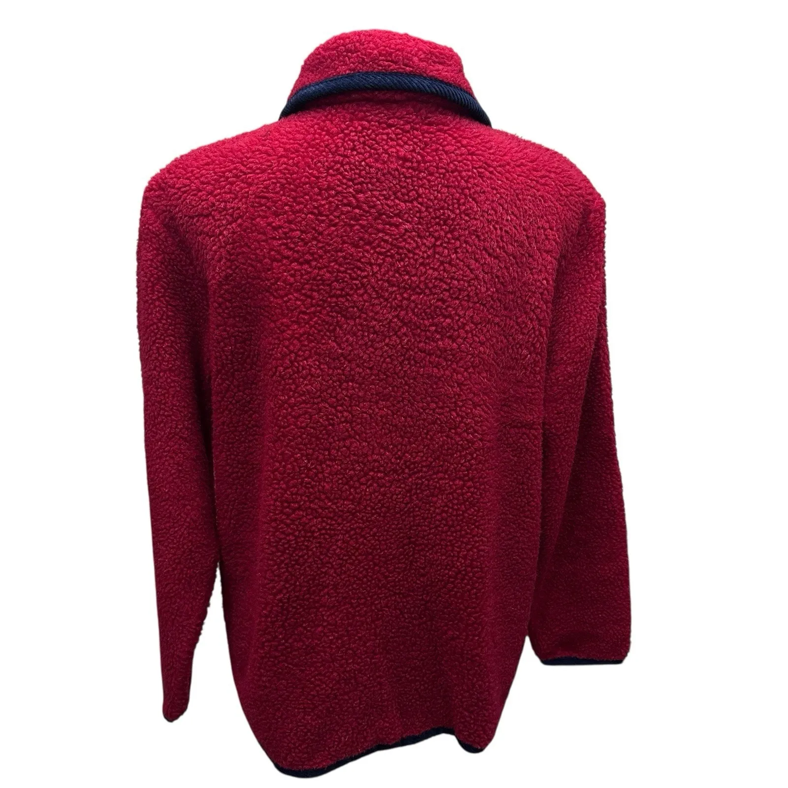 Vintage Button Up Cardigan Sweater Red Christmas SNOWMEN Women's Size Small - Image 5