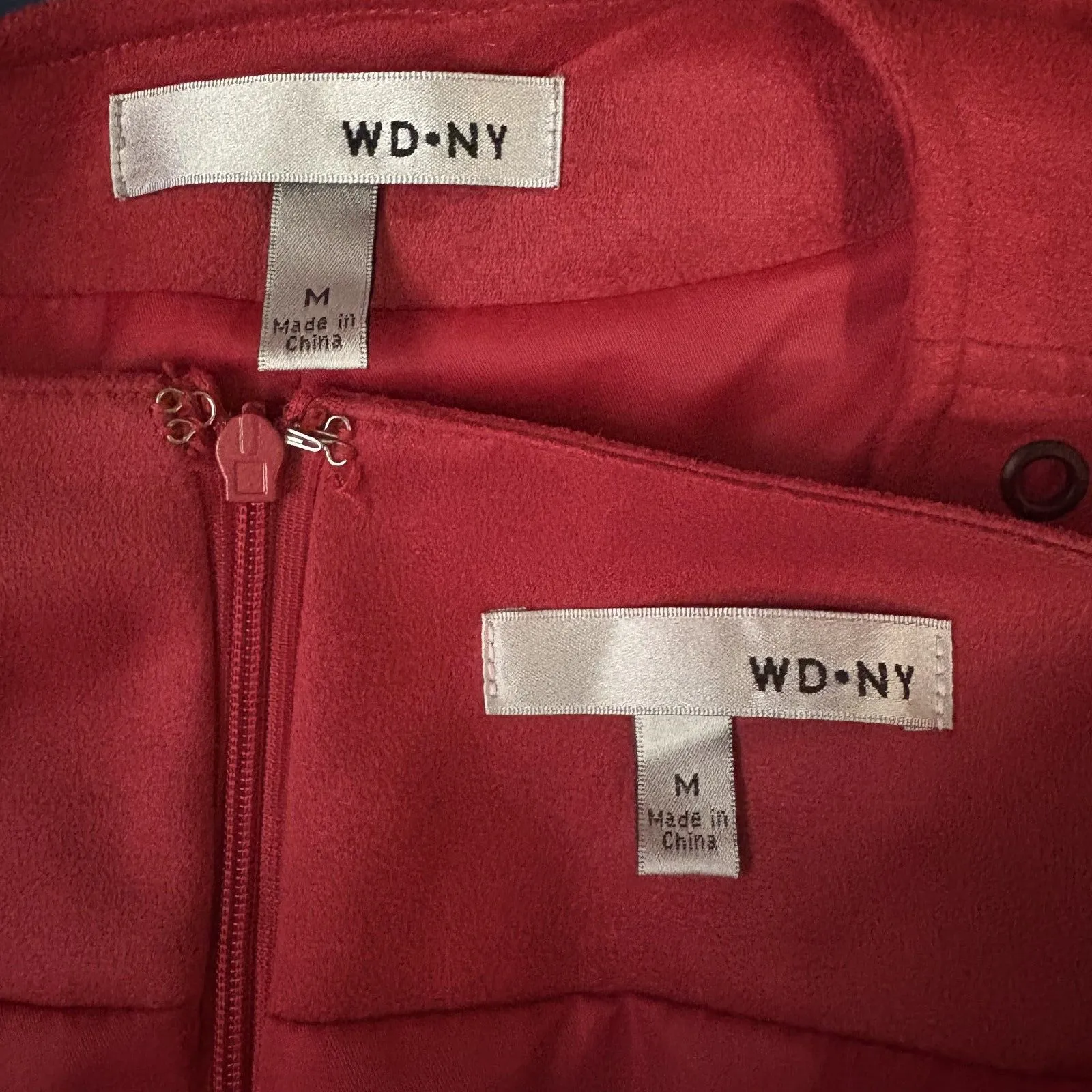 WD.NY Y2K Red Faux Suede Moto Jacket &‎ Skirt Set Edgy Business Wear Size Small - Image 5