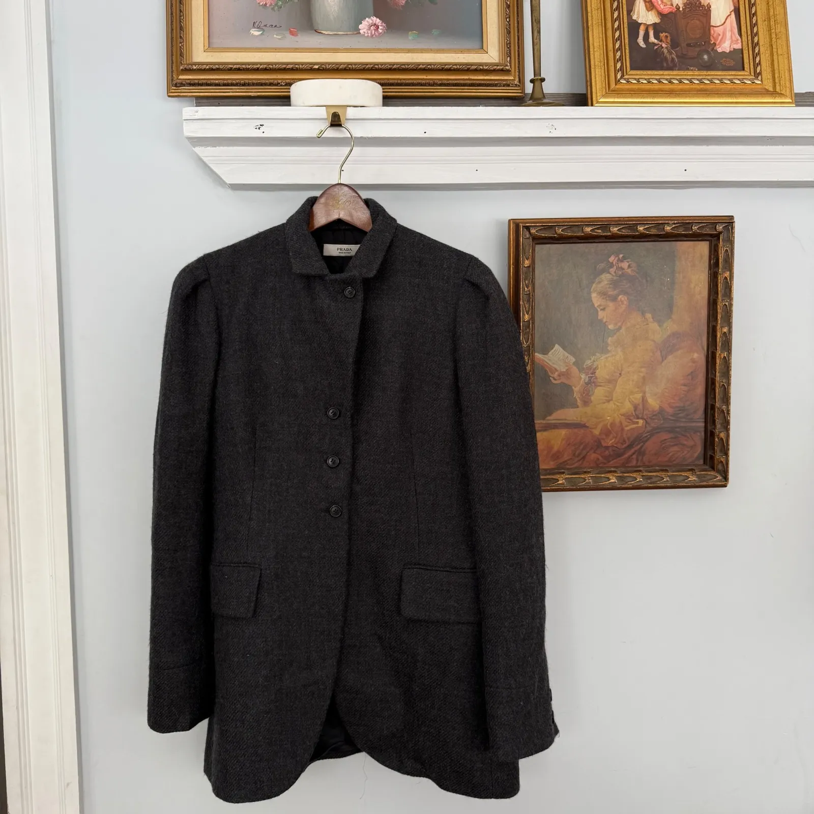 Prada ‎ 100% Virgin Wool Longline Riding Blazer Coat — Size IT 46 (US ~10) - Image 4