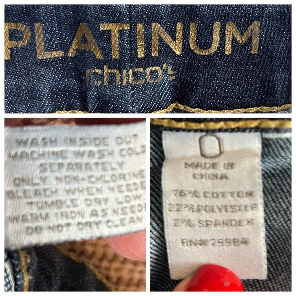 Chico’s Jeans Platinum Dark Wash Slim Boot Cut Mid Rise Size 0 Women's 4 - Image 6
