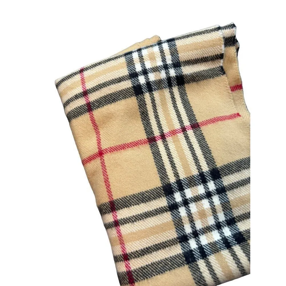 plaid winter Scarf Beige Tartan Plaid 70" x 12" Unisex Black - Image 2