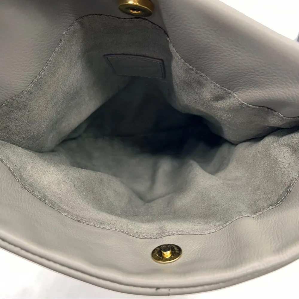 RomyGold Gray Leather Biker Slach Perforated Fold Over Clutch Purse - Image 5