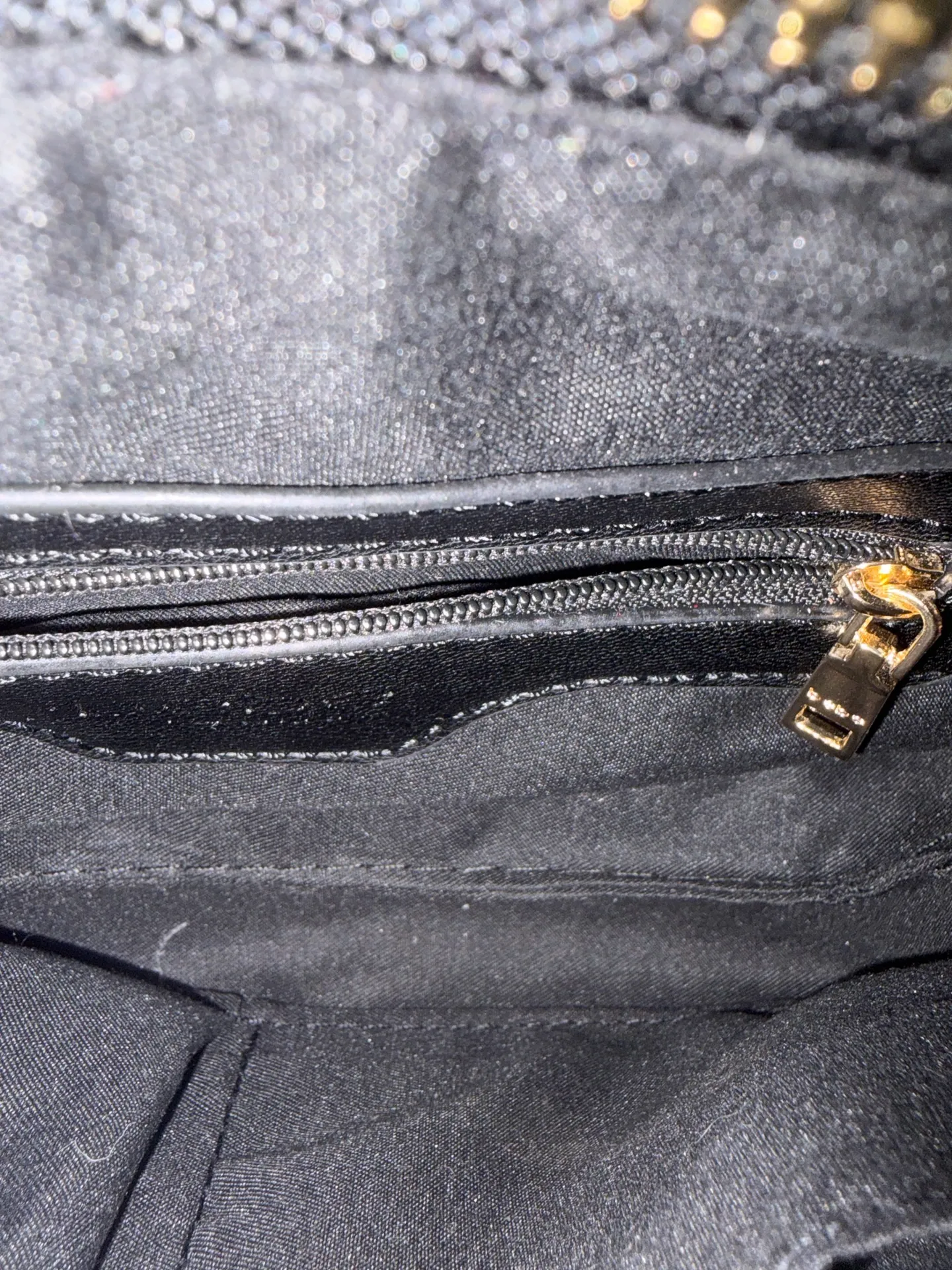 BEBE Gia Crossbody Bag Black Quilted Faux Leather Gold Chain Strap Purse - Image 5