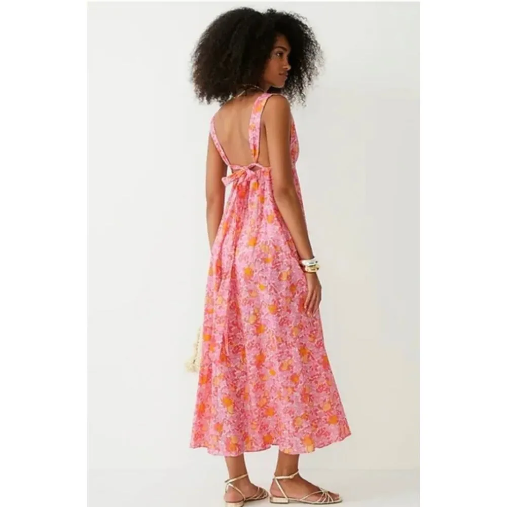 J.Crew Plunge-neck Beach Dress in Pink Limone Print Size Large - Image 2
