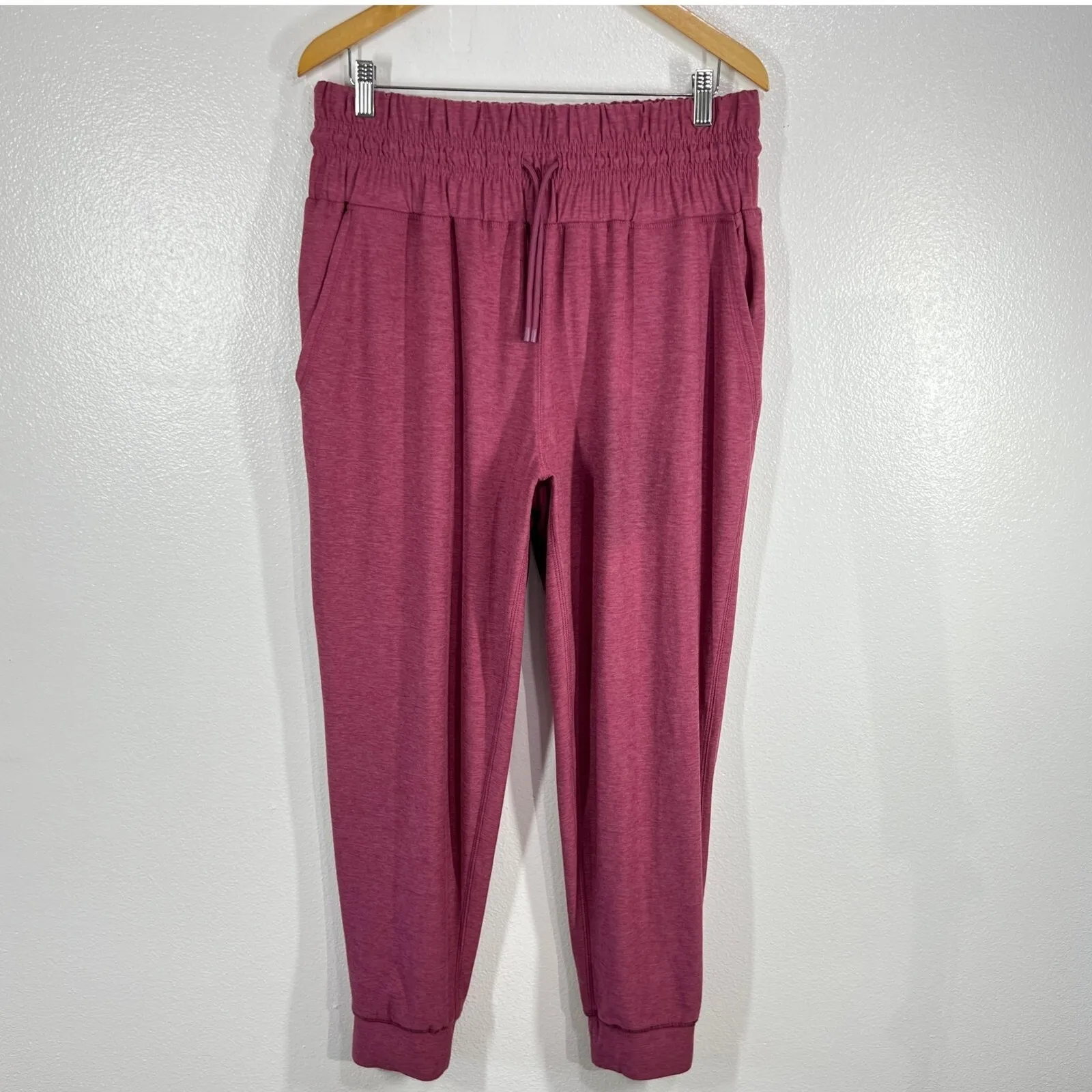 Athletic Joggers Drawstring Waist Lounge Pants Comfy Soft Casual Size Large Pink - Image 2