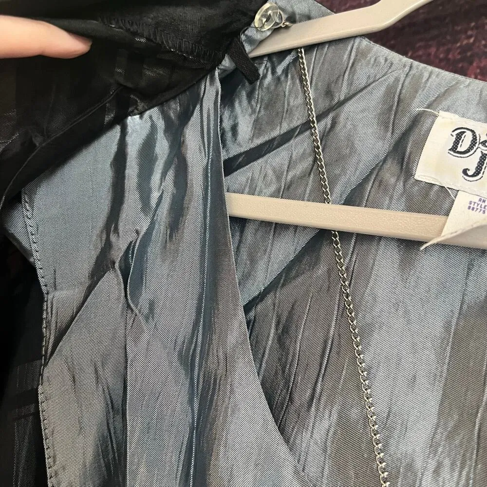 Vintage Dawn Joy II Jacket Blouse Necklace Womens 24W Plus Size Striped Cardigan Blue - Image 5