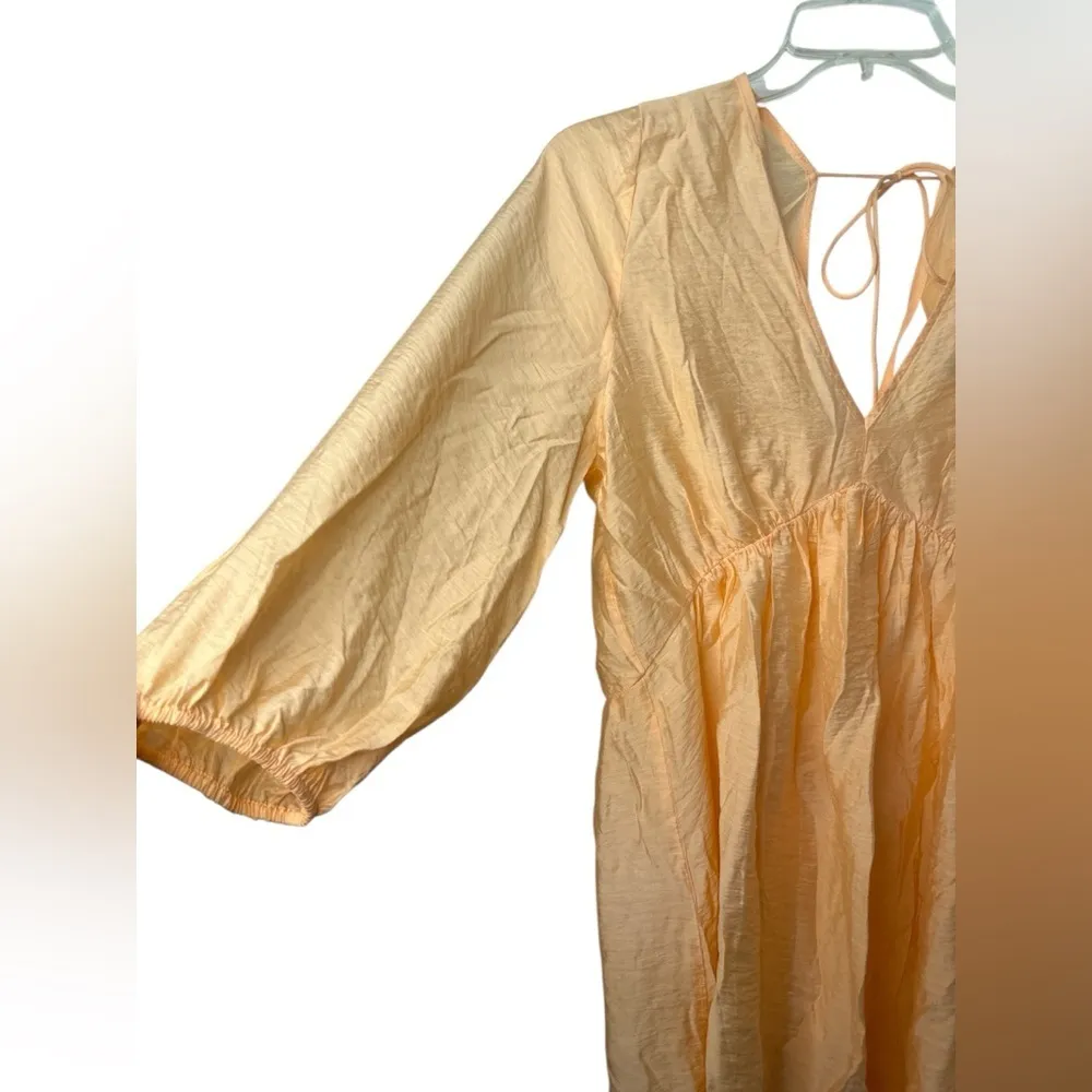 H&M Peach V-Neck 3/4 Sleeve Summer Dress - Image 3