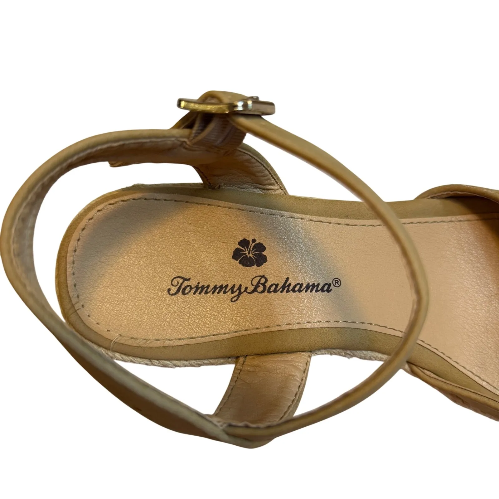 Tommy Bahama Caisy Women Tan Espadrille Wedge Sandals Ankle Strap Open Toe 6.5 - Image 9