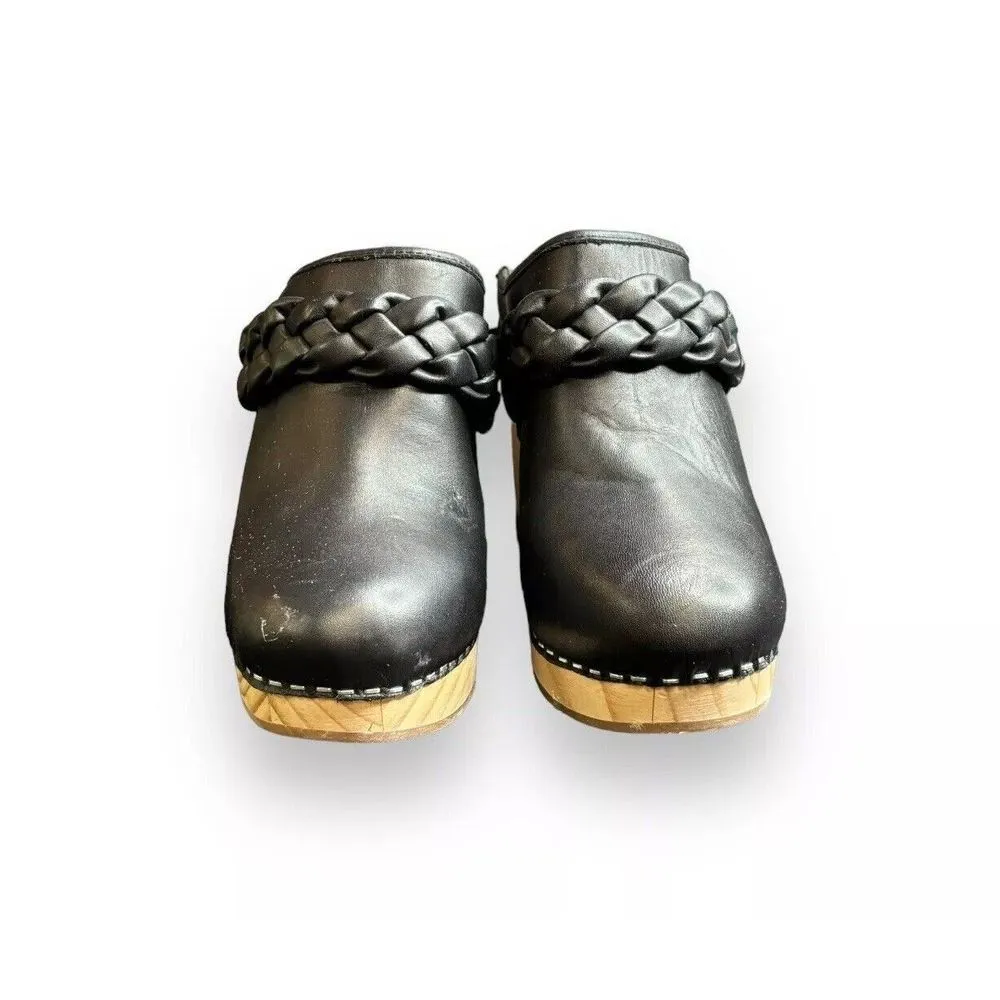 Dolce Vita Hila Womens Black Leather Block Heel Clogs Closed Toe Rope Sz 7.5 - Image 3
