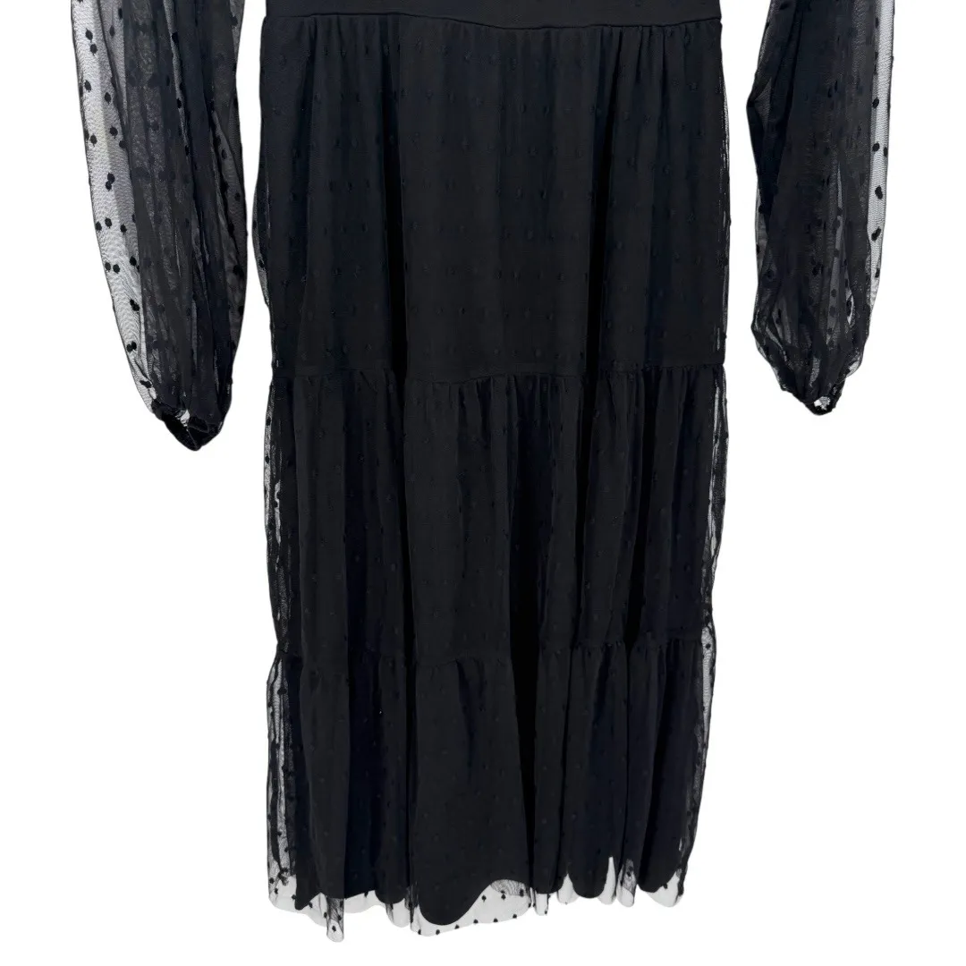 Lulus Black Swiss Dot Tiered Bustier Midi Dress Size‎ XS Whimsigoth Fairy Grunge - Image 11