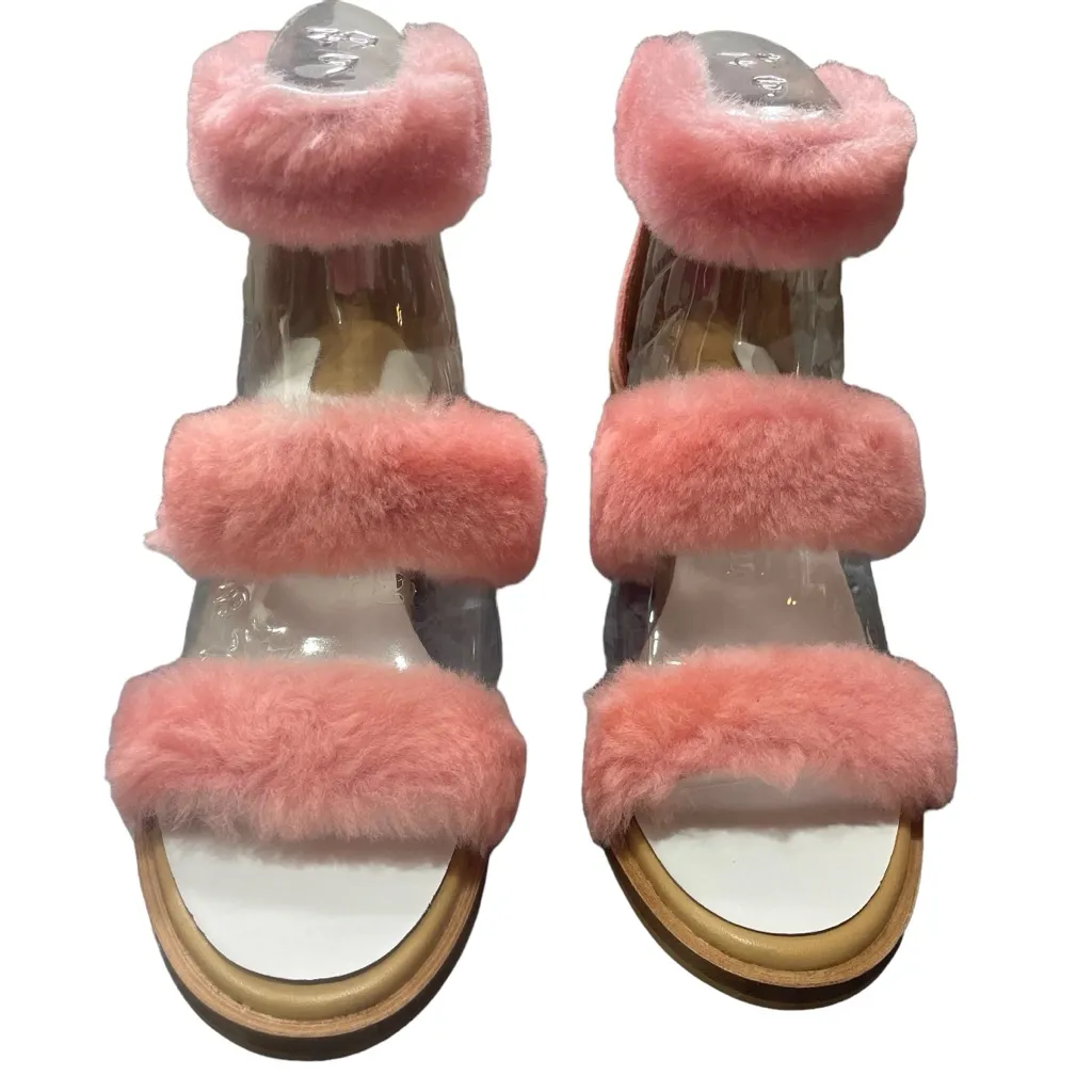 NWT UGG Del Rey Fluff Heel light pink chunky heeled sandals w/fur accent / 6 - Image 6