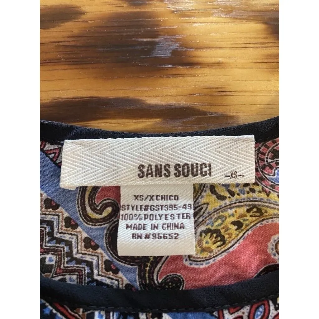 Sans Souci Tank Top Size XS Semi-sheer geometric‎ print Festival Colorful - Image 3