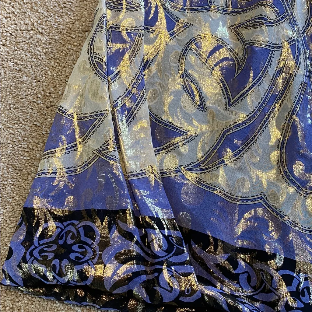 Nicole Miller Collection Silk Lurex Strapless Metallic Lavender Gold Dress 4 Purple - Image 2