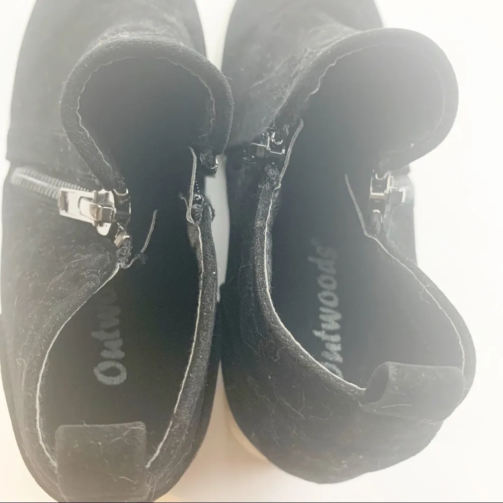 Outwoods Womens Size 10 Black Velvet Zip Sides Sneaker Hidden Wedge‎ - Image 5