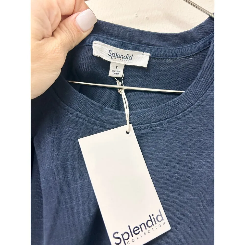 NWT Splendid Evie Slub Jersey Cap Sleeve Tank Mini Dress Navy Women's Size S - Image 3