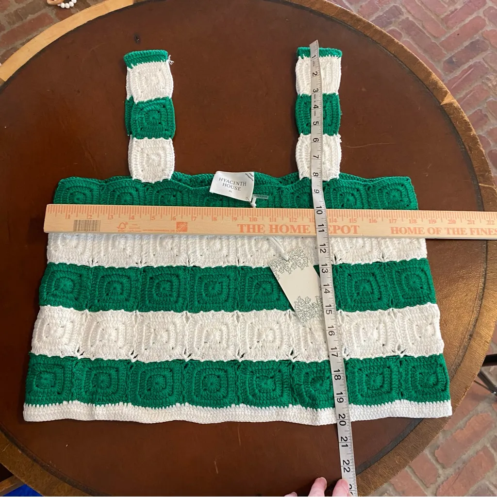NEW Hyacinth House Tuckernuck Green White Crochet Cooper‎ Tank Top Size XL - Image 6