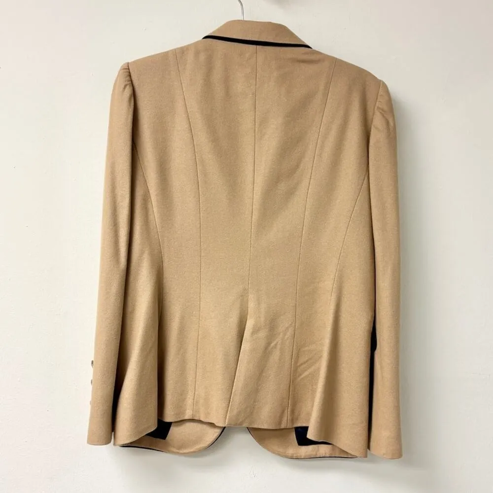 Carolina Herrera Long Sleeve Notch Lapel Boyfriend Preppy Blazer Tan Women's 12 - Image 2