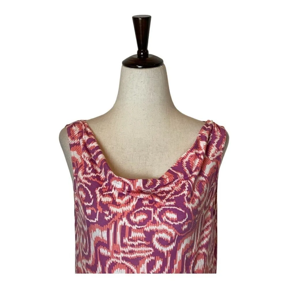 Title Nine Pink Geometric Print Sleeveless Cowl Neck Breeze Mini Dress XS‎ - Image 4