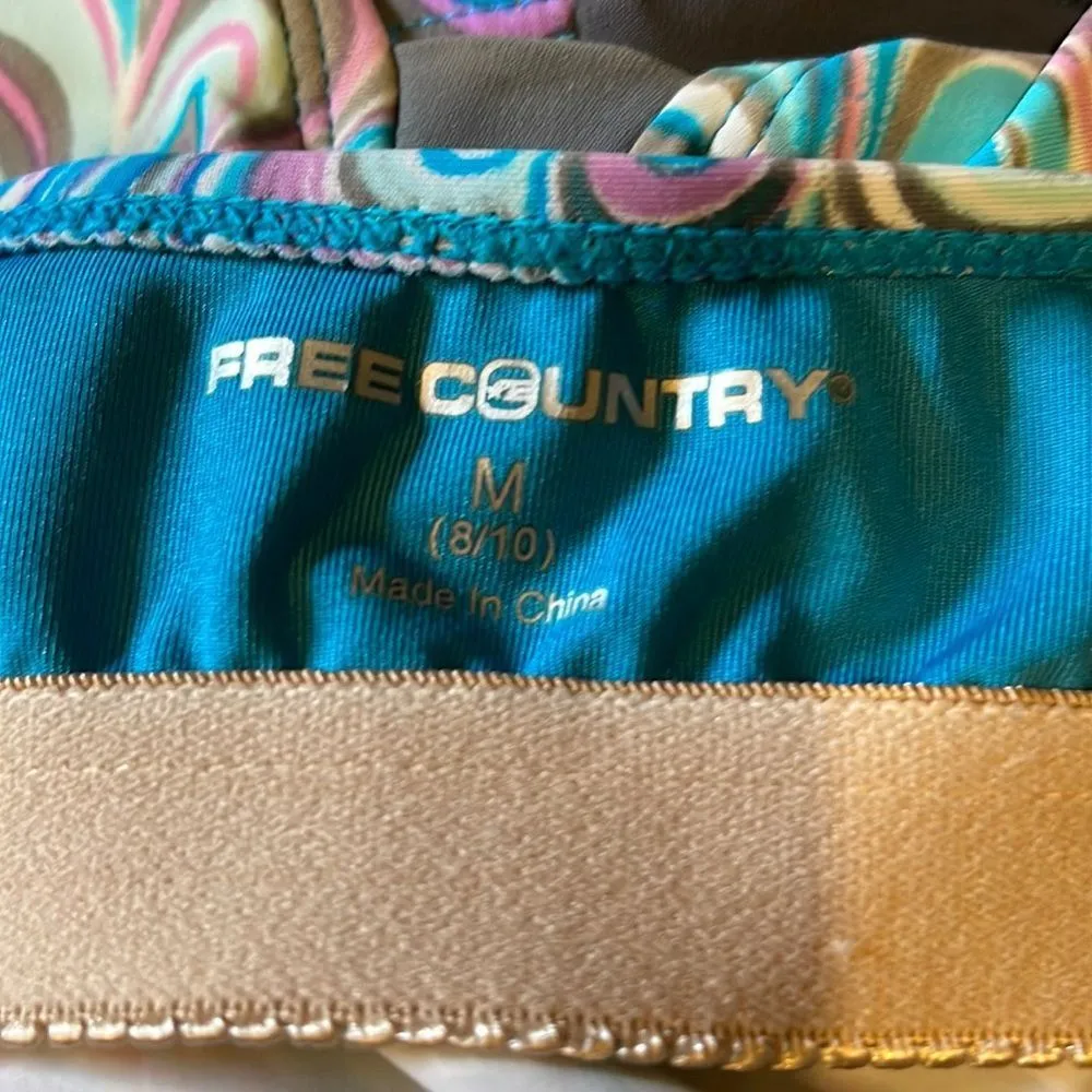 Free Country Womens Tankini Swim Top Halter Tie Multicolor Swirl Pattern Medium - Image 15