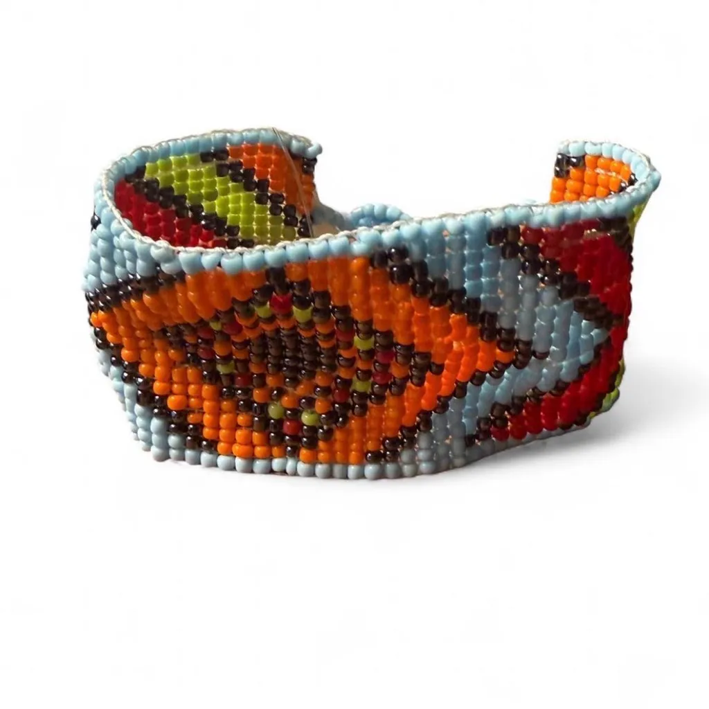 DaVinci Orange and Blue Beaded Cuff Bracelet - Image 3